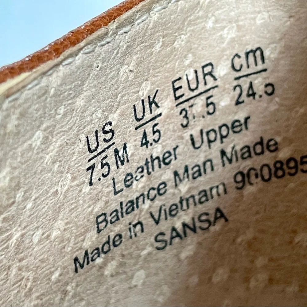 FRANCO SARTO Brown Leather Pointed Toe Loafers Gold Heel Detail 7.5 - Picture 9 of 9